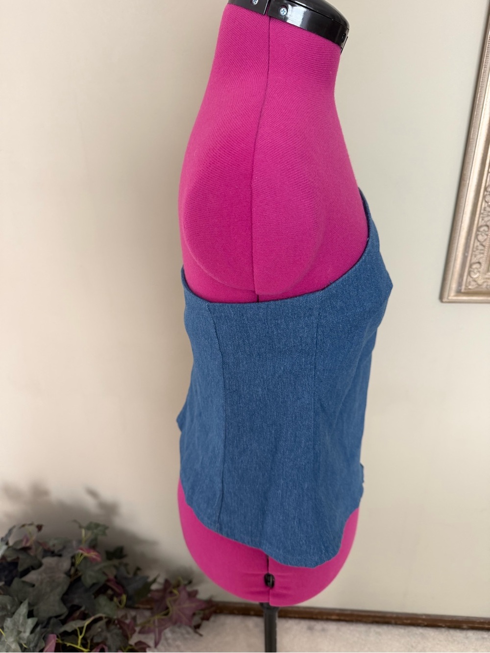 Milk and Honey Asymmetrical Denim Top NWT - Picture 5 of 7